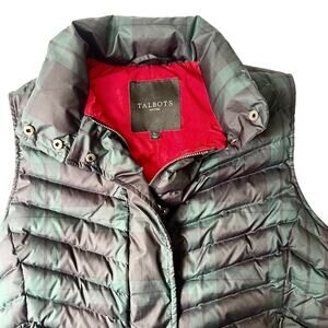 Talbots Petites Women’s Down Puffer Vest Blackwatch Plaid Small Petite